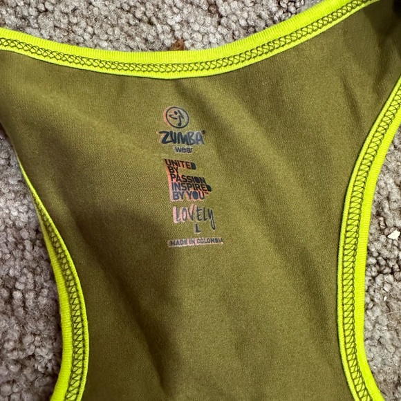 ZUMBA Olive Green Tank Top. - Picture 4 of 6